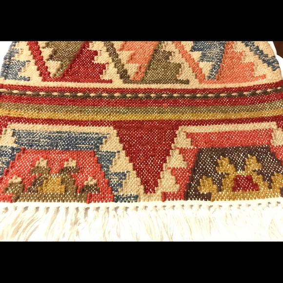 New Pottery Barn Ahkilah Kilim Rug Sample Decor With Fringe 18X24” Table/Wall New Pottery Barn Ahkilah Kilim Rug Sample Decor With Fringe 18X24” Table/Wall